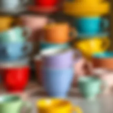 Colorful Collection of Tea Cups A collection of colorful 10 oz tea cups arranged aesthetically