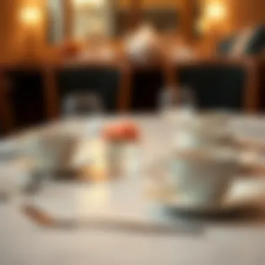 Tea Cups on an Elegant Dining Table Tea cups placed elegantly on a beautifully set dining table