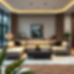 Elegant 87 inch couch in a modern living room setting