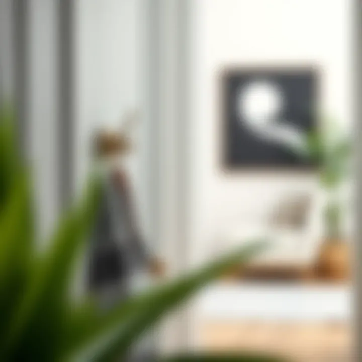 Thoughtful arrangement of adhesive hooks in a stylish entryway