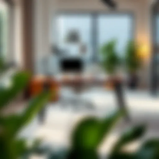 Stylish four-by-two desk in a modern office