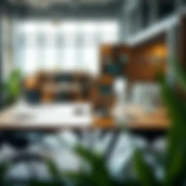 Collaborative Workspace with Four-by-Two Desk Versatile four-by-two desk arrangement in a collaborative workspace