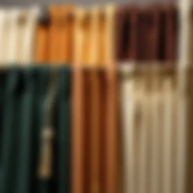 Variety of curtain styles with string pulls in an elegant display