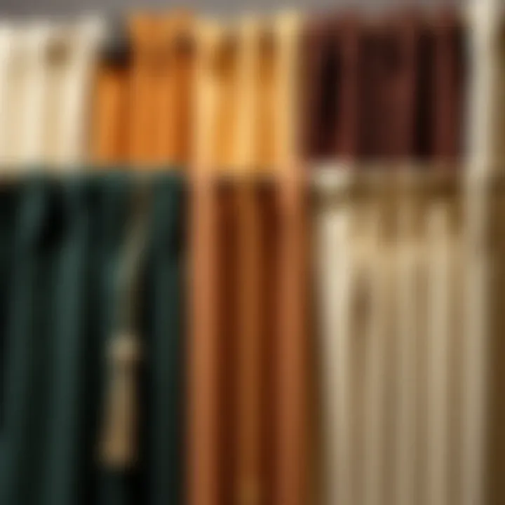 Variety of curtain styles with string pulls in an elegant display