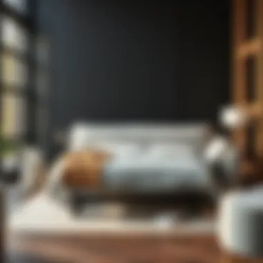 Stylish queen sleeper sofa effortlessly transforming into a bed