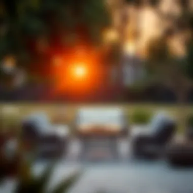 Charming outdoor setting featuring the patio set at sunset