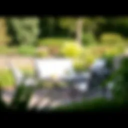 Elegant outdoor patio set displayed in a serene garden