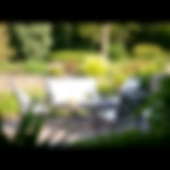 Elegant outdoor patio set displayed in a serene garden