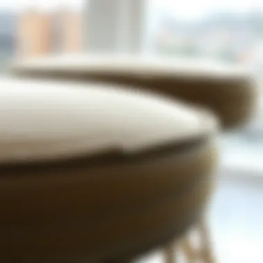 Close-up of textured fabric used in gold bar stool design