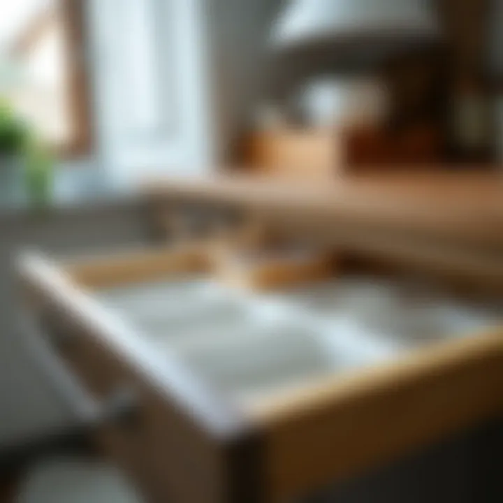 Clean and organized kitchen drawers with liners