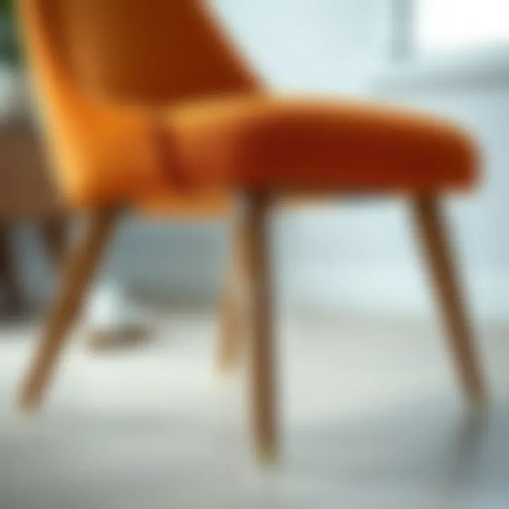 Installation of clear chair leg covers on a stylish chair