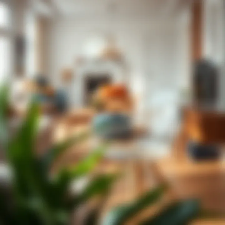 Elegant clear chair with wooden legs in a modern living room