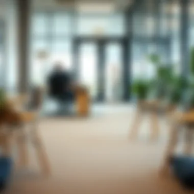 Stylish arrangement of clear chairs with wooden legs in an office space