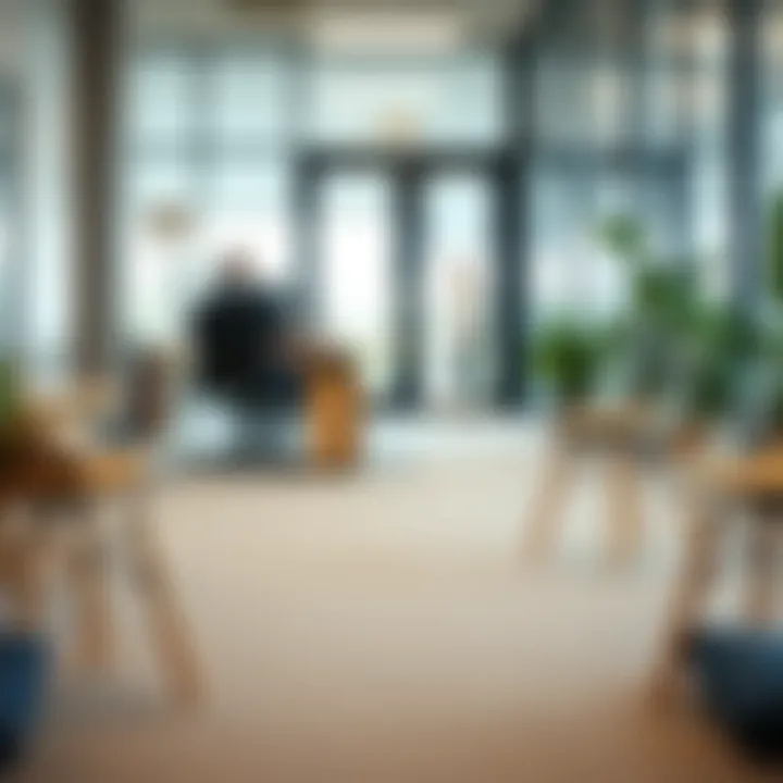 Stylish arrangement of clear chairs with wooden legs in an office space