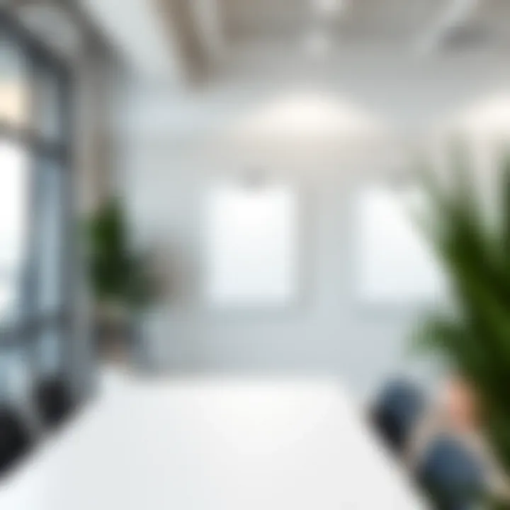 Minimalist design of clear poster hangers in a modern office