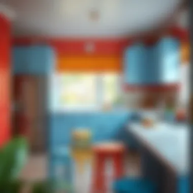 Vibrant Color Palette Colorful kitchen stools enhancing a vibrant kitchen space