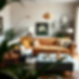 A stylish living room showcasing various couch covers in different designs and patterns