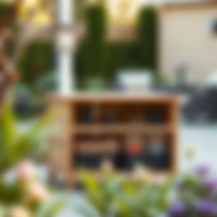 Eco-friendly storage solution made from recycled materials in a garden setting