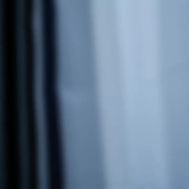 Detailed view of denim fabric for blackout curtains Close-up of denim fabric showcasing texture and quality