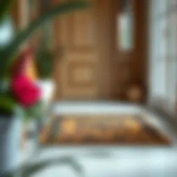 Elegant dirt trapping door mat at an entryway