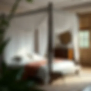 Canopy Bed in Serene Bedroom A beautifully adorned canopy bed setup in a serene bedroom environment