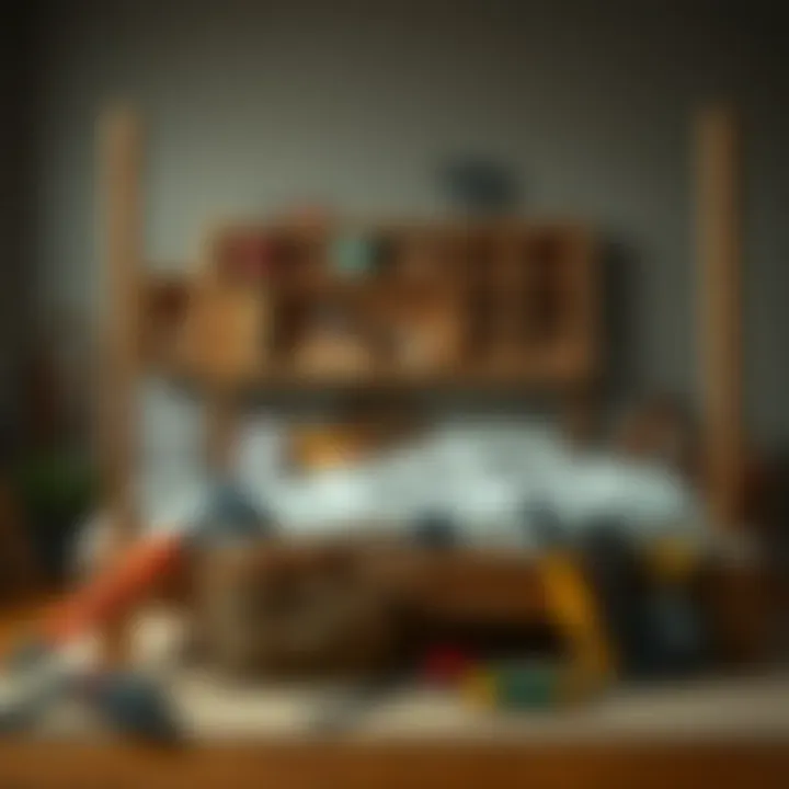 Essential Tools for Construction Illustration of tools required for DIY canopy bed construction, organized for clarity