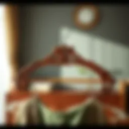 Elegant wooden dress up clothes hanger showcasing intricate craftsmanship