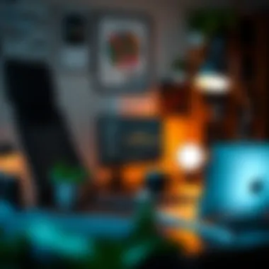 Technology Integration in Home Office High-tech gadgets integrating seamlessly into a home workspace