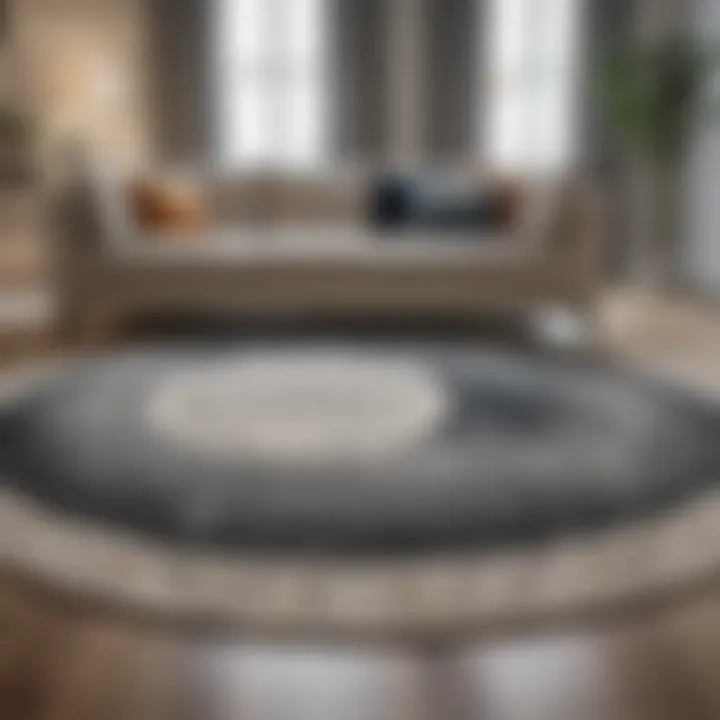 Elegant half moon rug enhancing a modern living room