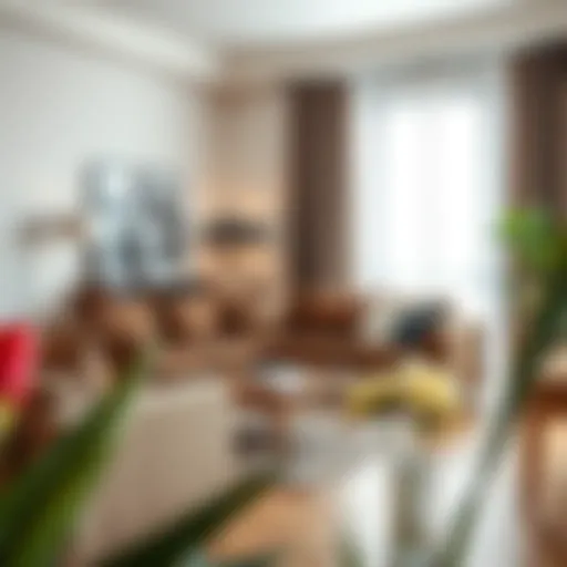 Modern brown couch in a chic living room setting