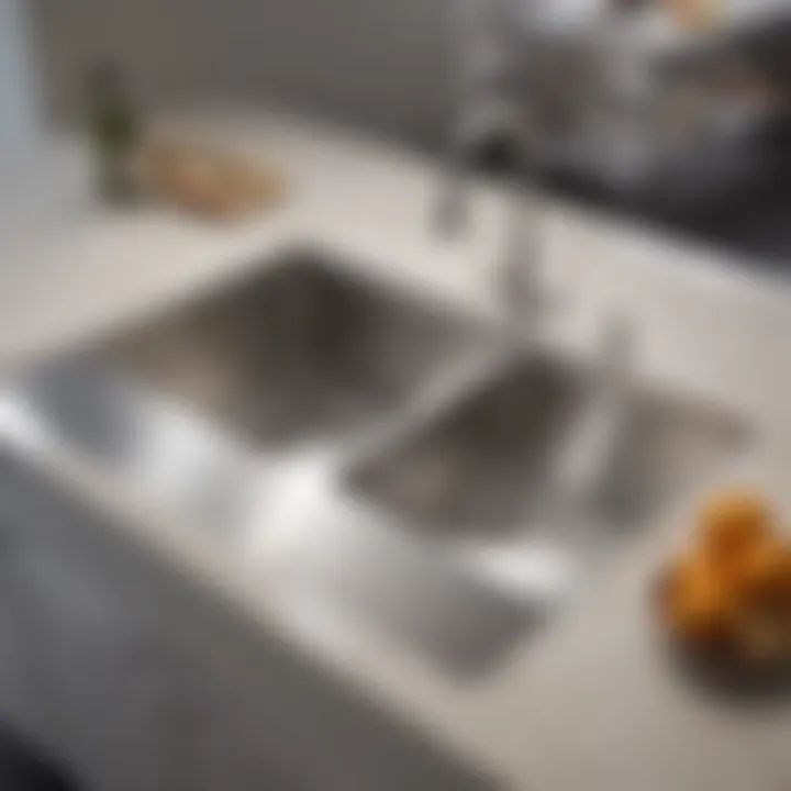 Installation of a stainless steel sink in a contemporary kitchen space