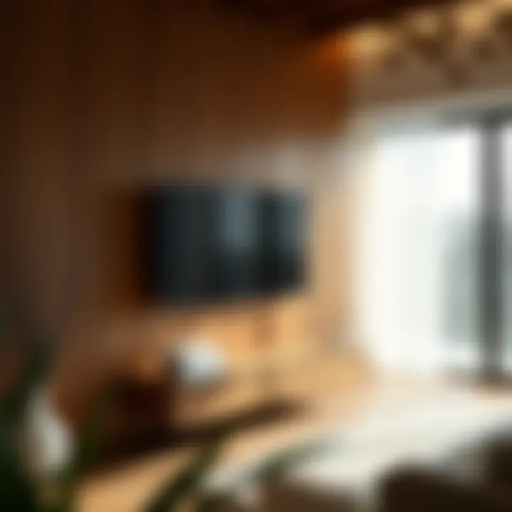 Luxurious wooden floating TV stand showcasing elegant craftsmanship