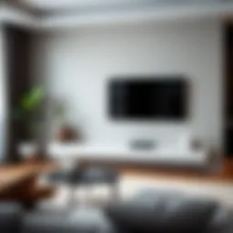 Sleek modern floating TV stand in a contemporary living room setting