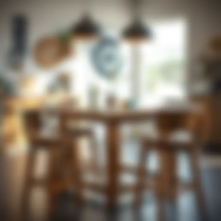 Rustic wooden bar table set