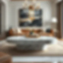 Elegant marble coffee table showcasing intricate veining