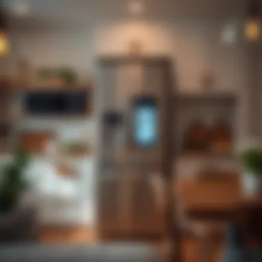 Stylish big refrigerator blending seamlessly with kitchen decor