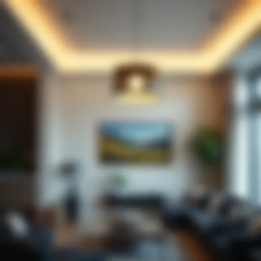 Modern pendant ceiling light in a stylish living room