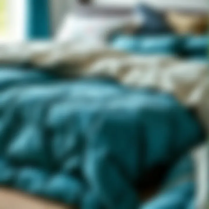 Variety of Textures in Teal Comforters Variety of teal comforters showcasing different textures and patterns