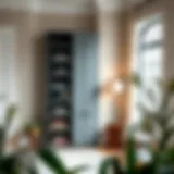 Modern Corner Étagère Cabinet Elegant corner étagère cabinet showcasing modern design