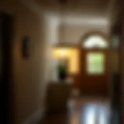 Elegant pendant light illuminating a modern hallway