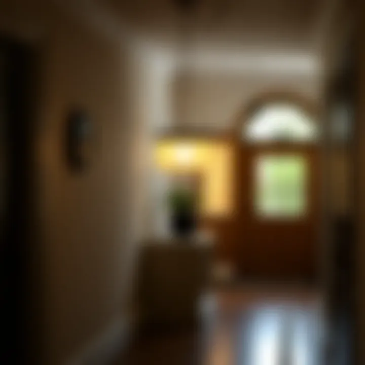 Sophisticated Pendant Lighting in a Contemporary Hall Elegant pendant light illuminating a modern hallway