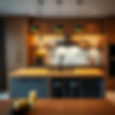 Elegant butcher block countertop in a modern kitchen setting