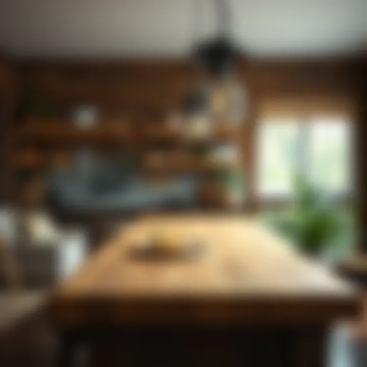 Stylish butcher block countertop integrated into a rustic kitchen design