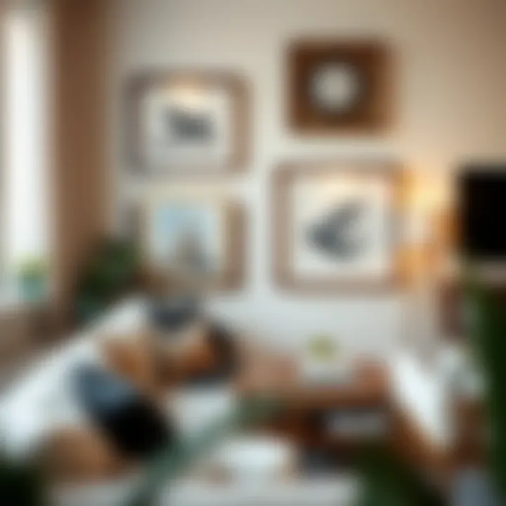 Stylish Interior with Shadow Boxes Stylish interior showcasing shadow box frames as part of decor