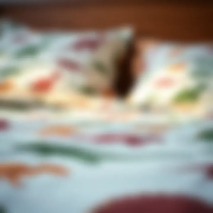 Close-up of dinosaur patterns on bedding