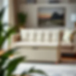 Elegant upholstered toy box in a modern living room setting