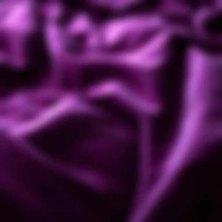 Close-up of fabric texture in a purple and black comforter