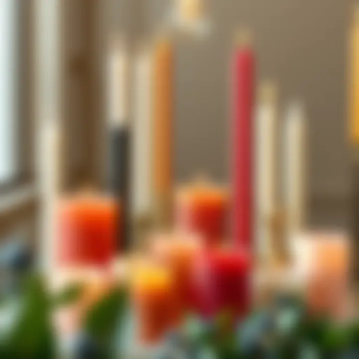 Elegant Collection of Extra Long Candles A collection of elegantly designed extra long candles in various colors and textures.