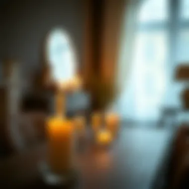 Warm Ambiance Created by Extra Long Candle A beautifully lit extra long candle creating a warm and inviting ambiance in a dimly lit room.