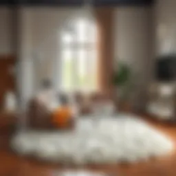 Luxurious fluffy rug in a contemporary living room setting